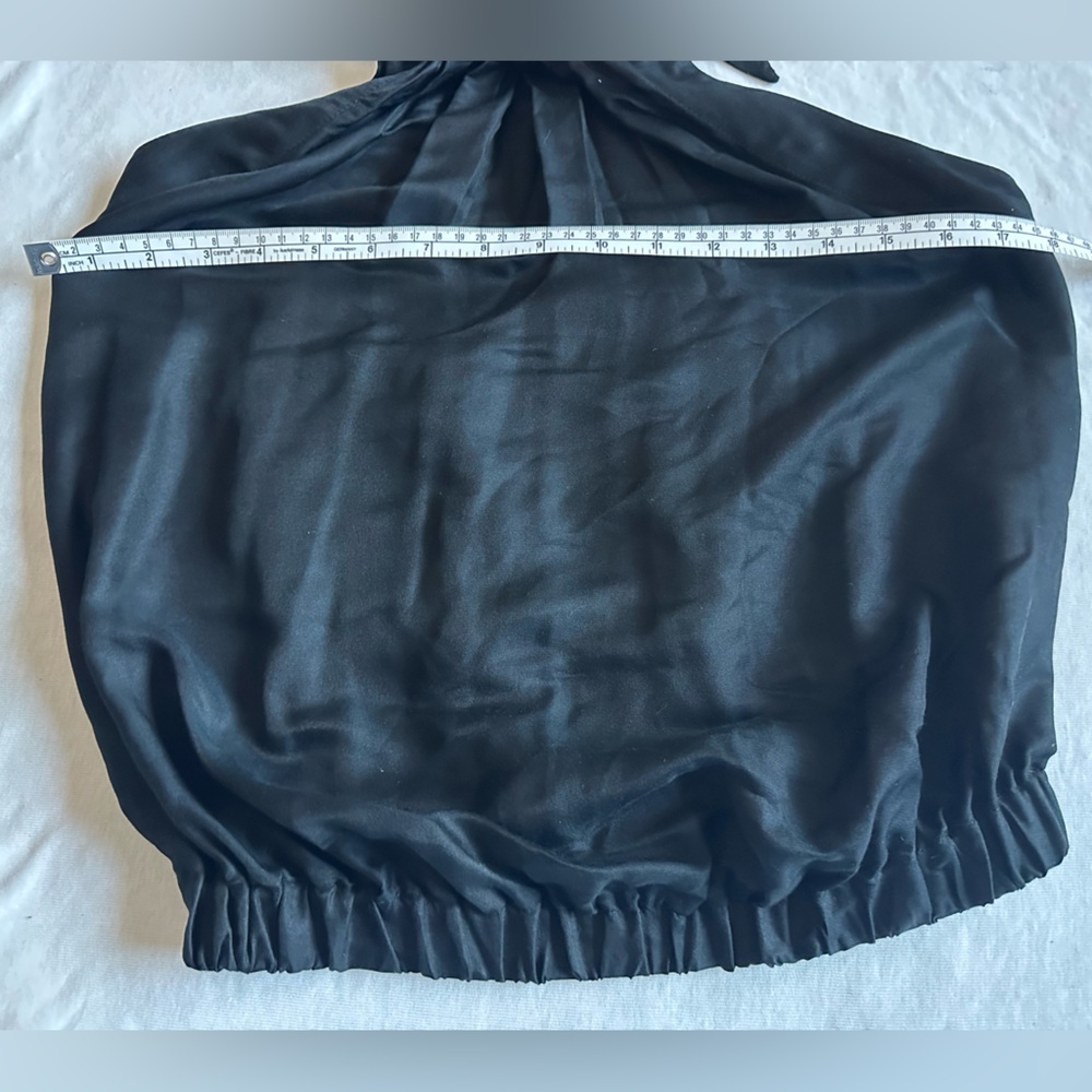 7 For All Mankind Black Silk Tie neck Halter Top xs - Picture 10 of 12